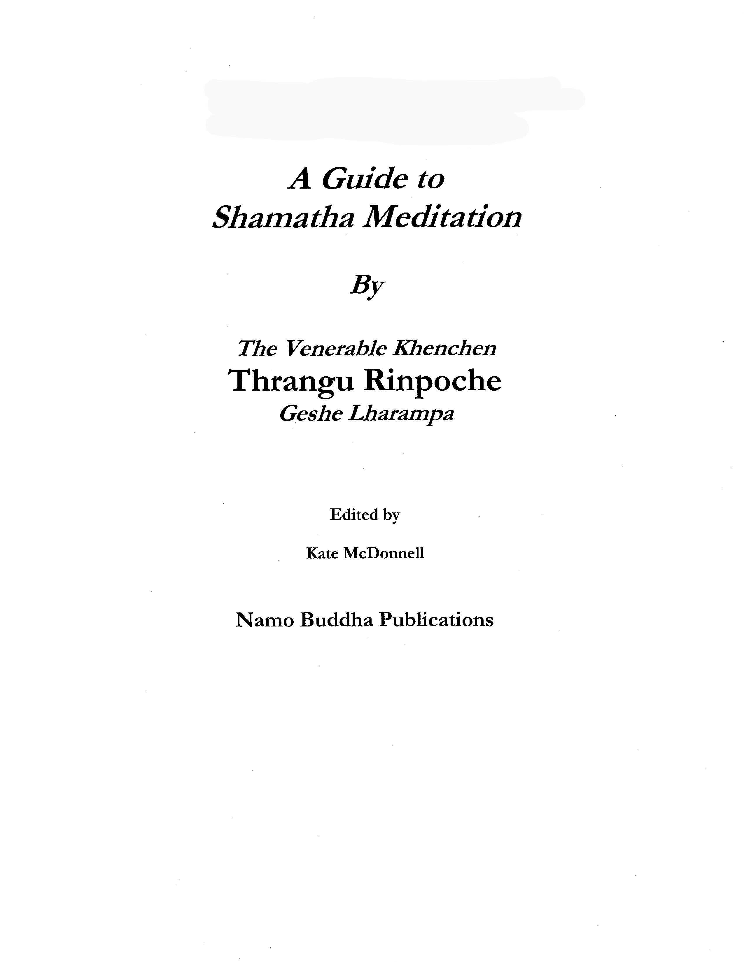 A Short Guide to Shamatha Meditation (PDF)